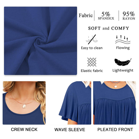 Anymiss 2025 Womens Spring Tunic Tops Summer Casual Dressy Short Sleeve Loose Fit T Shirts 2XL