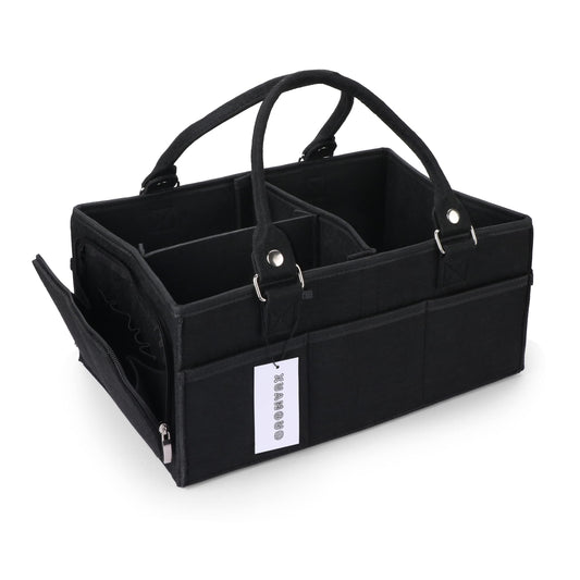 XUANGUO Baby Diaper Caddy Organizer for Girl Boy Large Nursery Storage Bin Basket Portable Holder Tote Bag for Changing Table and Car Baby Shower Gifts Newborn Essentials Must Haves Items black