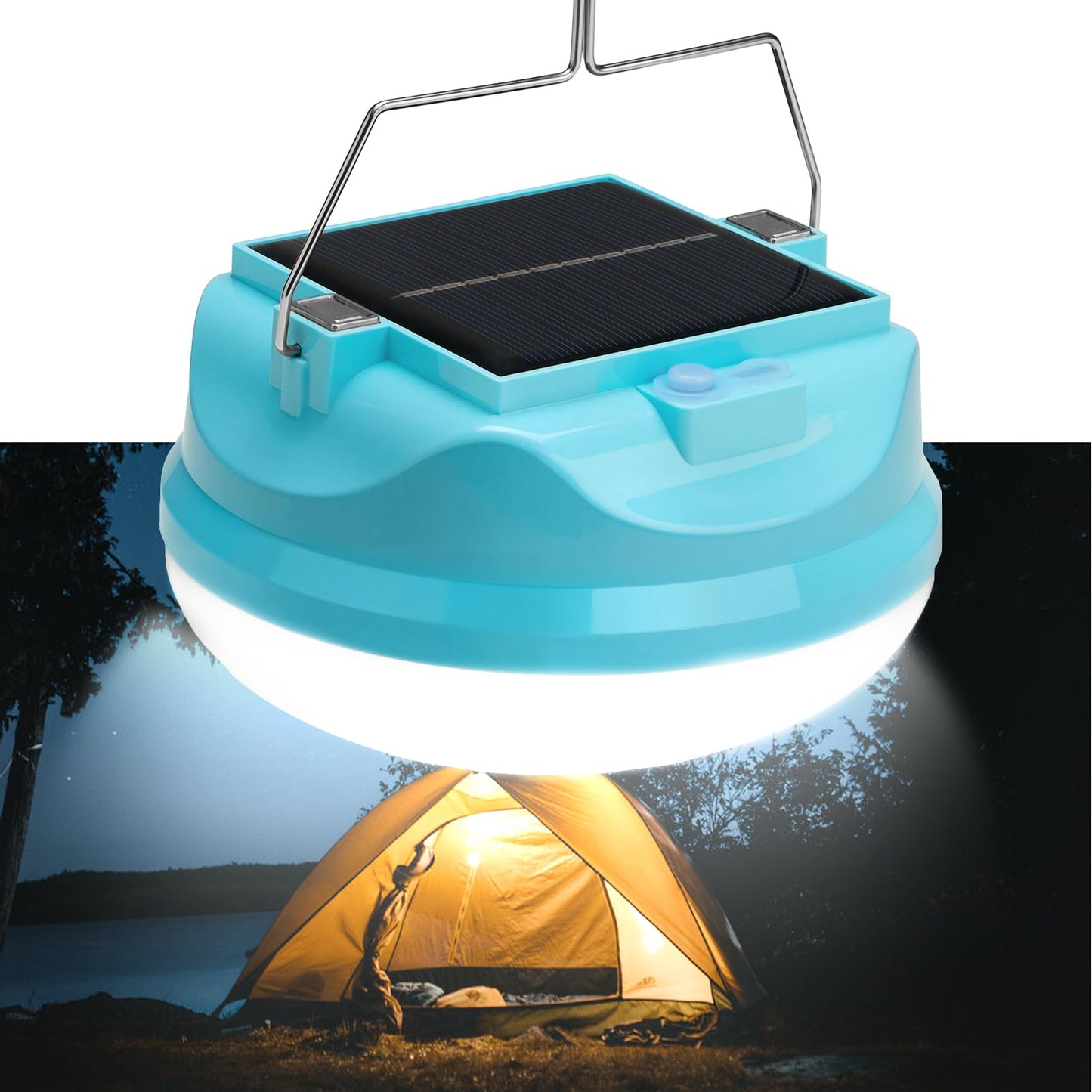 100W Solar Camping Light Rechargeable Lantern with 3 Modes Waterproof Portable Tent Lights for Power Outages Hiking Emergency