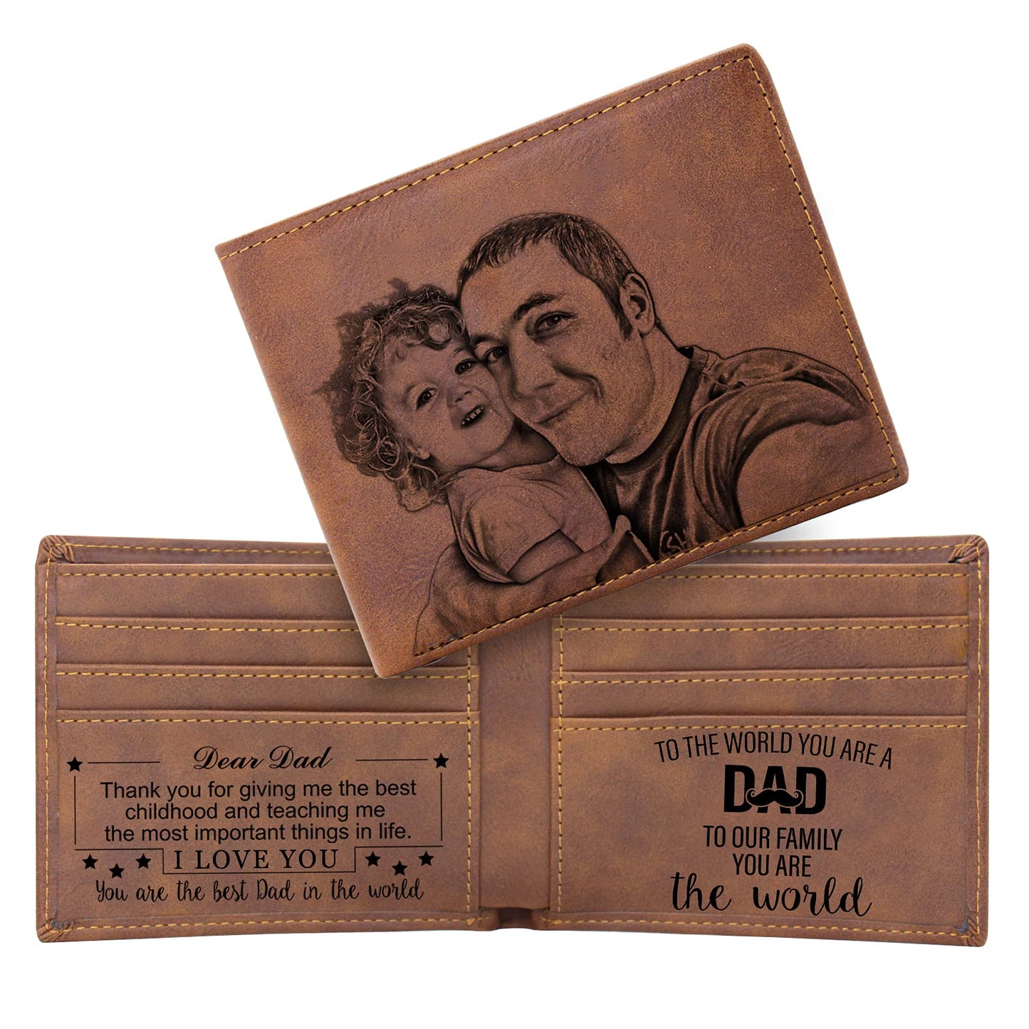 Custom Engraved Wallets Personalized Photo Leather Wallet Men,Husband,Dad,Son,Personalized Gifts (Gray)