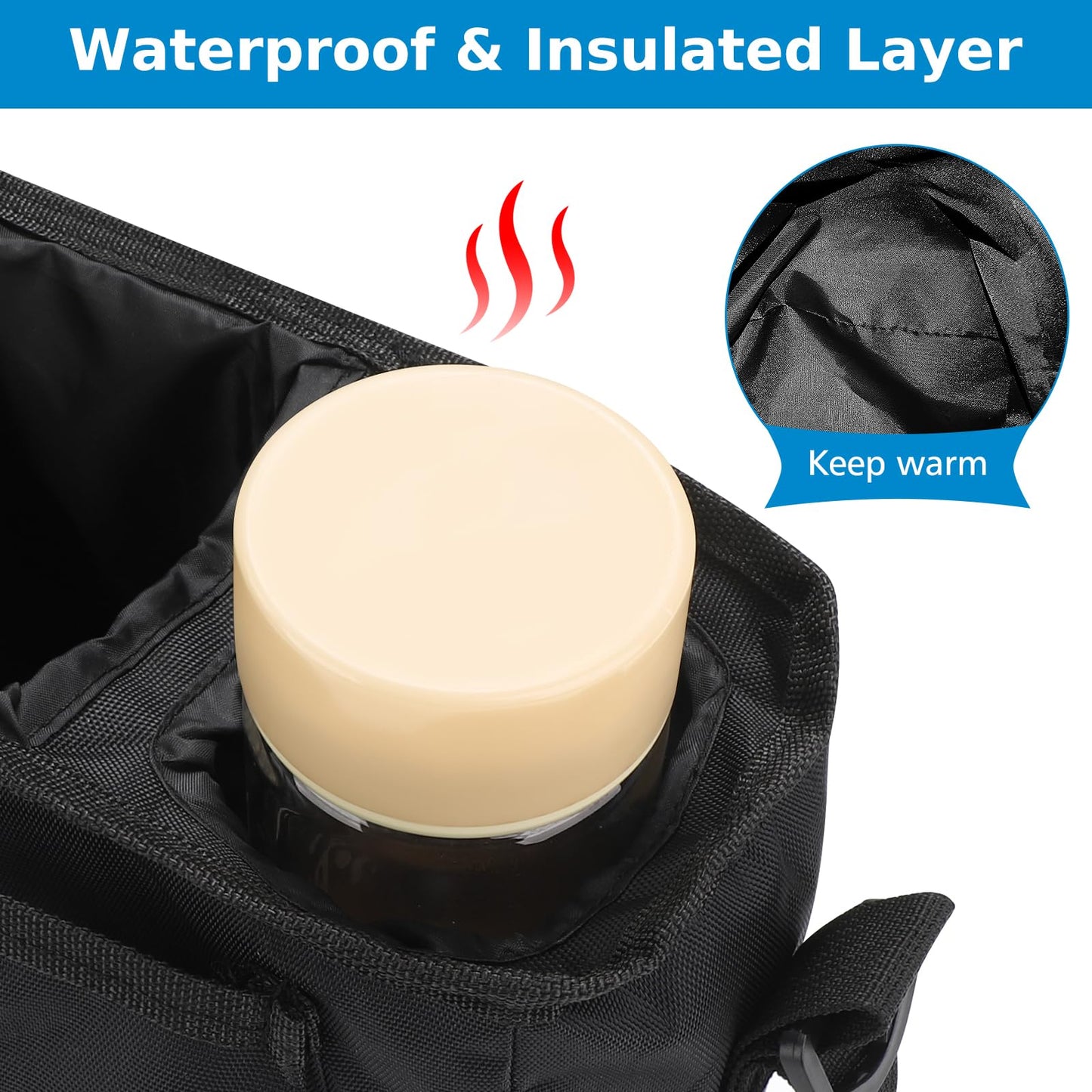 Accmor Universal Stroller Organizer with Insulated Cup Holder and Shoulder Strap, Stroller Caddy Bag Stroller Cup Holder Attachment for Uppababy, Baby Jogger, Britax Strollers, Black