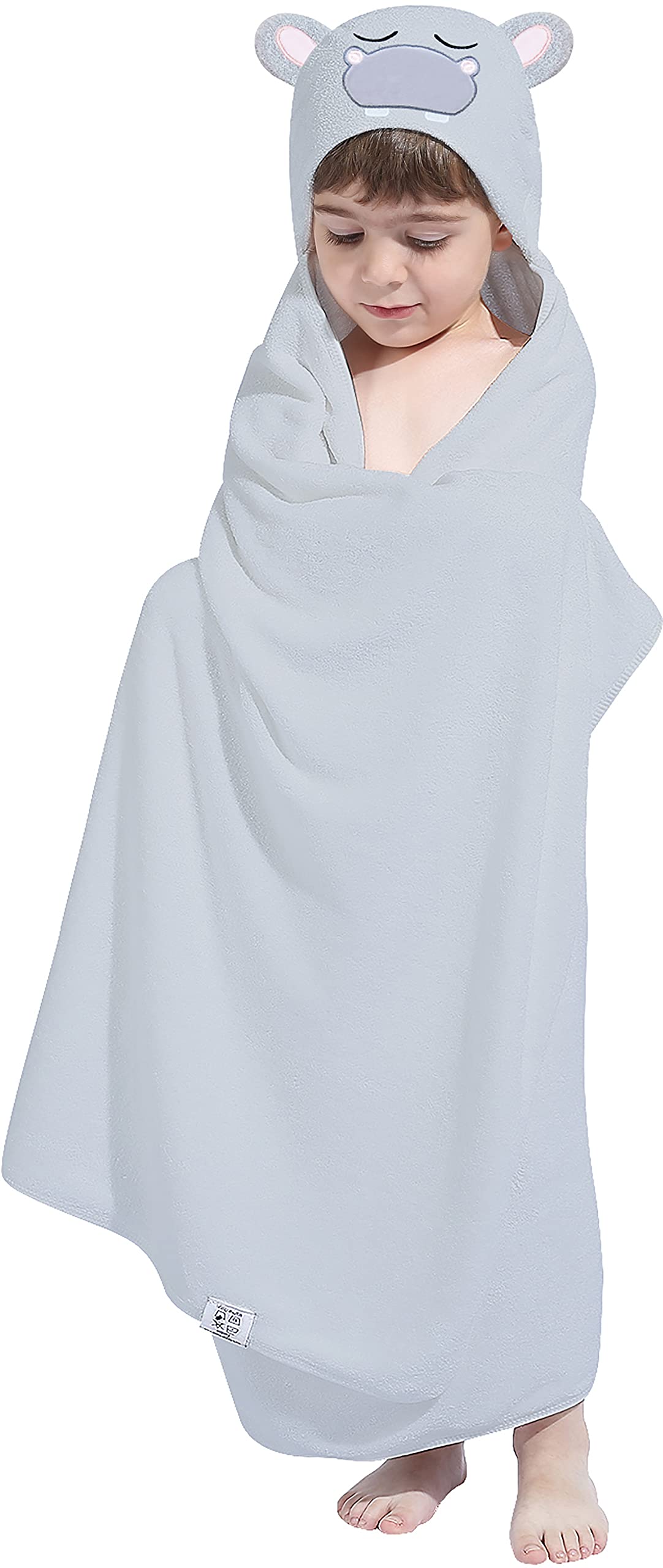 HIPHOP PANDA Hooded Towel for Kids - Viscose Derived from, 30 X 50 INCH Large Size for 3-10 Yrs - Premium Kids Bath Towel Beach Towels Wrap for Girls, Boys, Bear