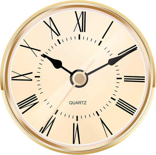 Hicarer 2.8 Inch (70 mm) Gold Quartz Clock Insert with Roman Numeral and Quartz Movement