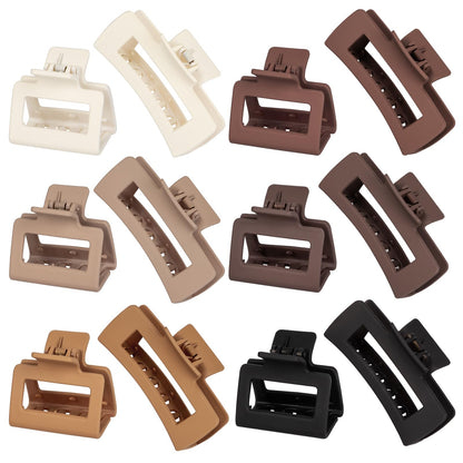 12 Pack Square Claw Clips, Large and Small Hair Claw Clips for Women Thick Thin Hair (Neutral)