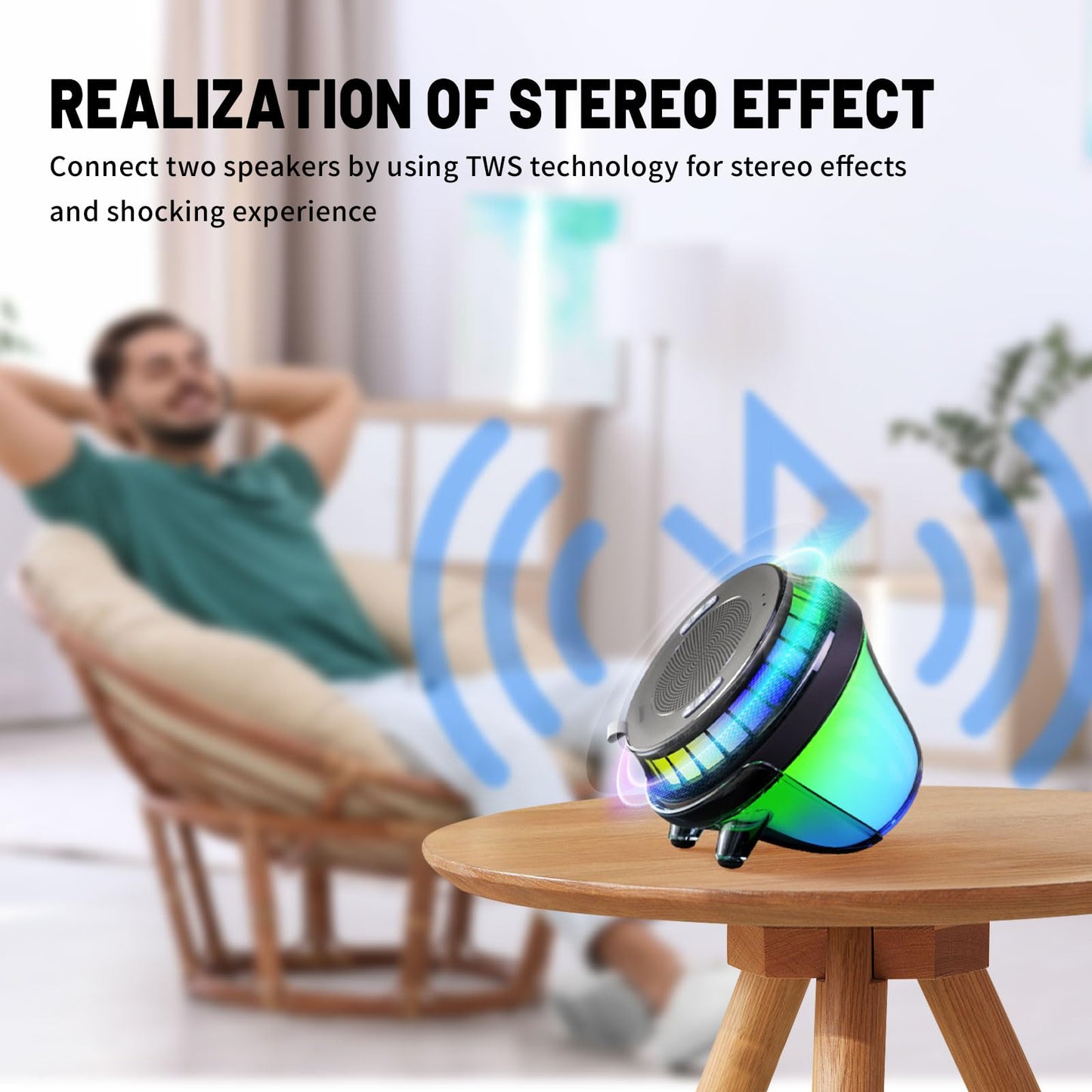 EMPERSTAR Floating Speaker for Pool with Colorful Lights, IPX7 Waterproof Floating Hot Tub Speaker, 15W Stereo Loud Sound, 360° Loud Stereo Sound, TWS, Great for Pool Shower Travel SPA