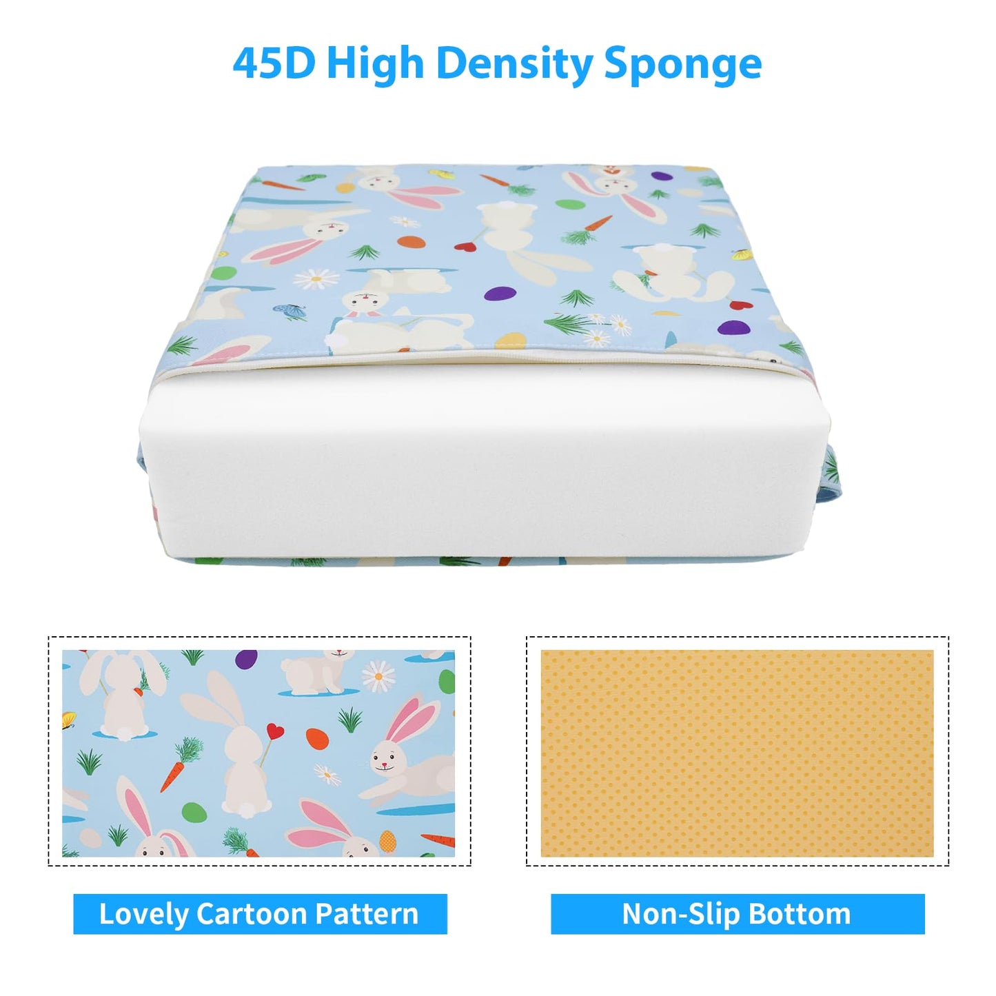 Toddler Booster Seat for Dining Table, Stronger Support Double Safe Straps Booster Seat Dining Toddler, Portable Travel Increasing Cushion (Blue Rabbit)