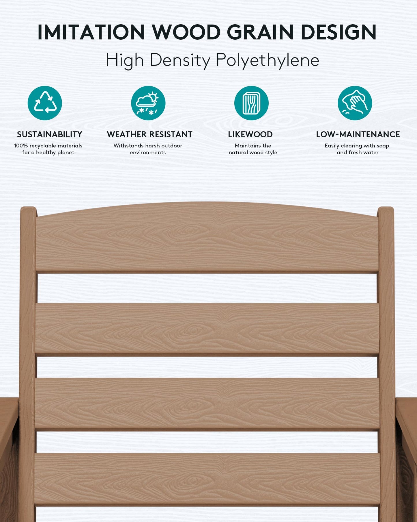 SERWALL Tall Adirondack Chairs Set of 2, Balcony Adirondack Chairs Set, Outdoor Bar Height Barstools Chair Set for Bistro, Poolside, Garden, Brown