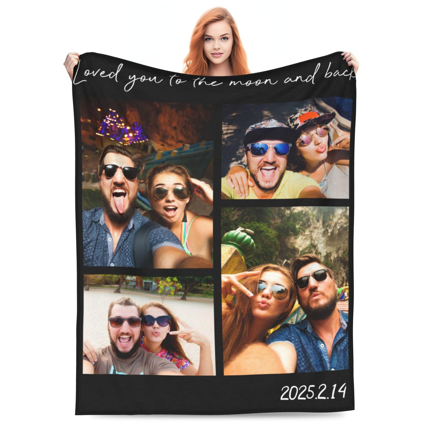 Custom Blanket with Picture Text Personalized Blanket Throws Customized with Photos Customizable Blankets Customize Gifts for Mom Dad Couple Girlfriend Boyfriend Wife Husband