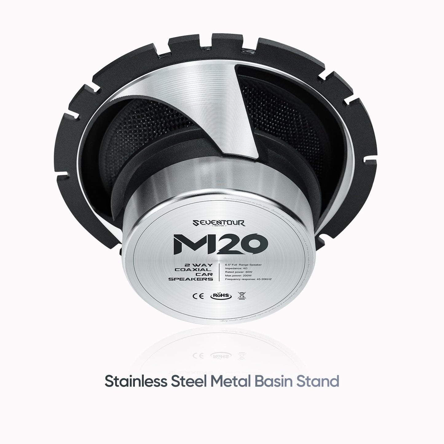 Seventour 6.5" 2-Way Component Car Audio Speaker,Full Range+Tweeter car Door Speakers,200W Max,4-Ohm,45-20kHz Frequency Response,Easy Installation with Splitter and Mounting Wire kit (Pair)