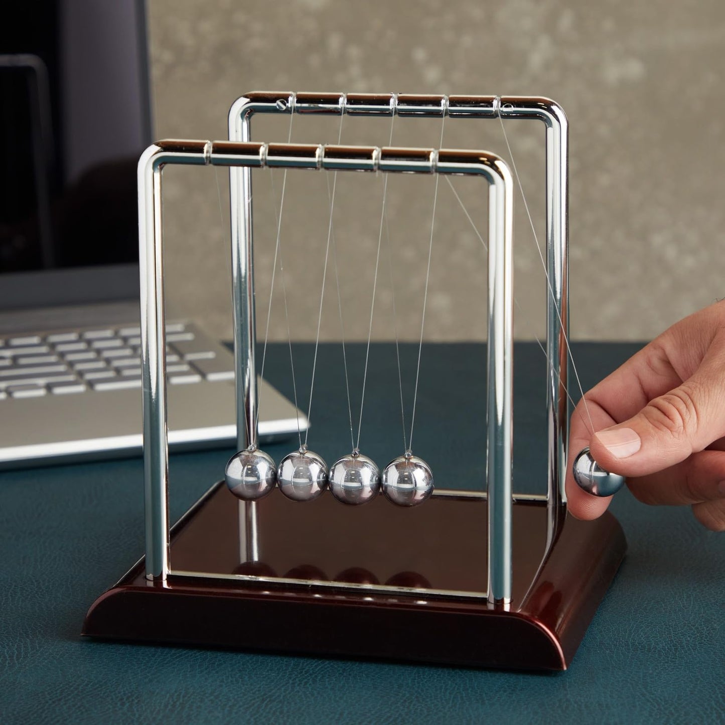 Newton's Cradle Balance Pendulum, Physics Learning Desk Toy, Swinging Kinetic Balls for Home, Office Decoration, Stress Relief, Fun Science Fidget Accessories (7x6x7 in)