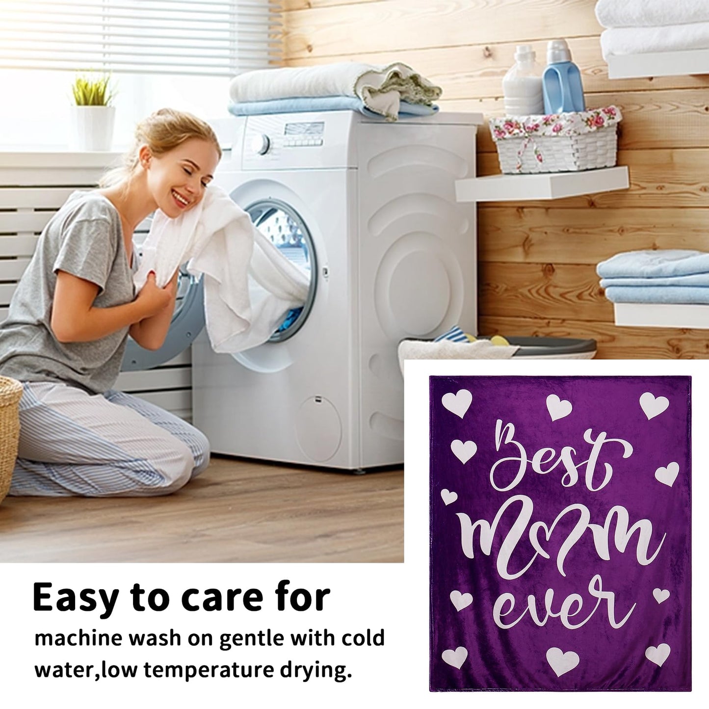 Best Mom Ever Blankets Mom Blanket Gifts for Mom Soft Plush Throw Blankets from Your Favorite Son Daughter Mom Birthday, (Purple)