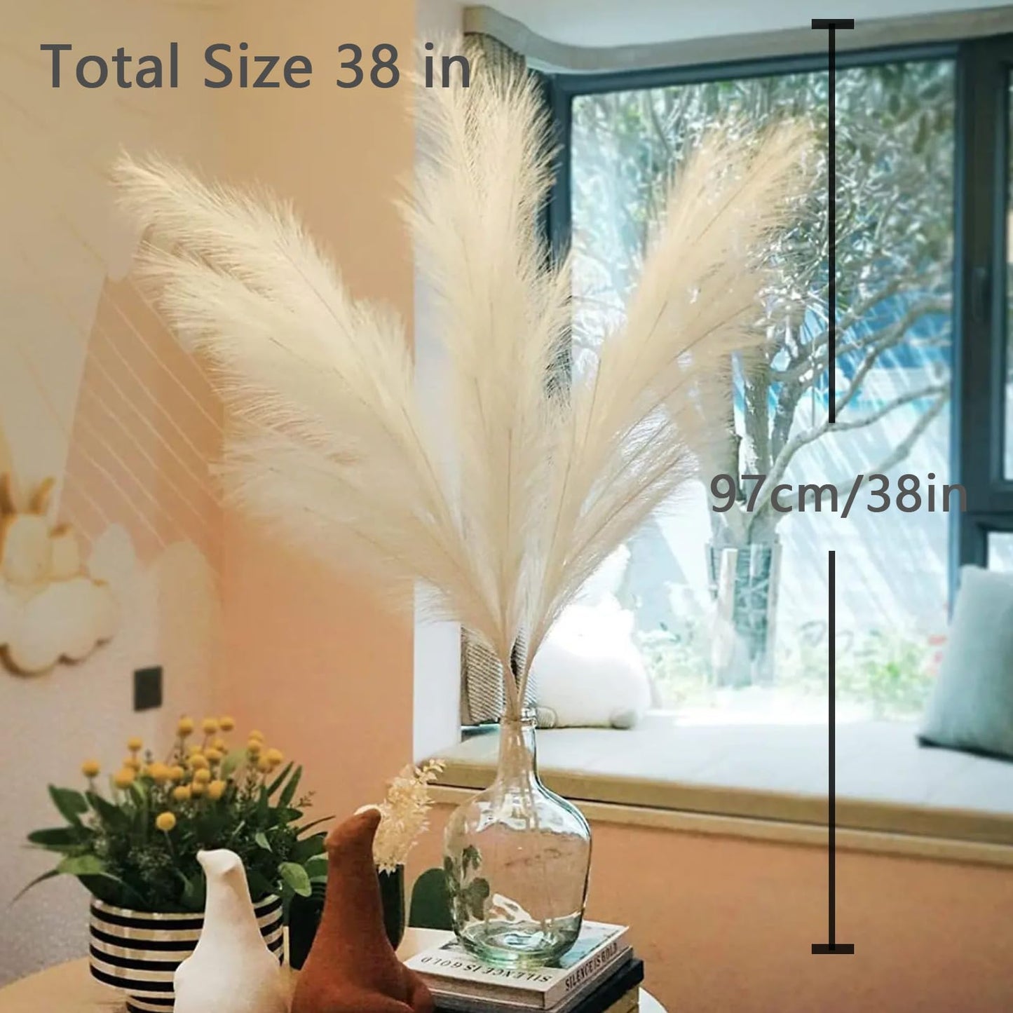 Wttisel 38" 10 Stems White Pampas Grass Tall Decor - Faux Pampas Grass Decor Tall for Floor Vase Boho Home Wedding Mothers Day Decoration