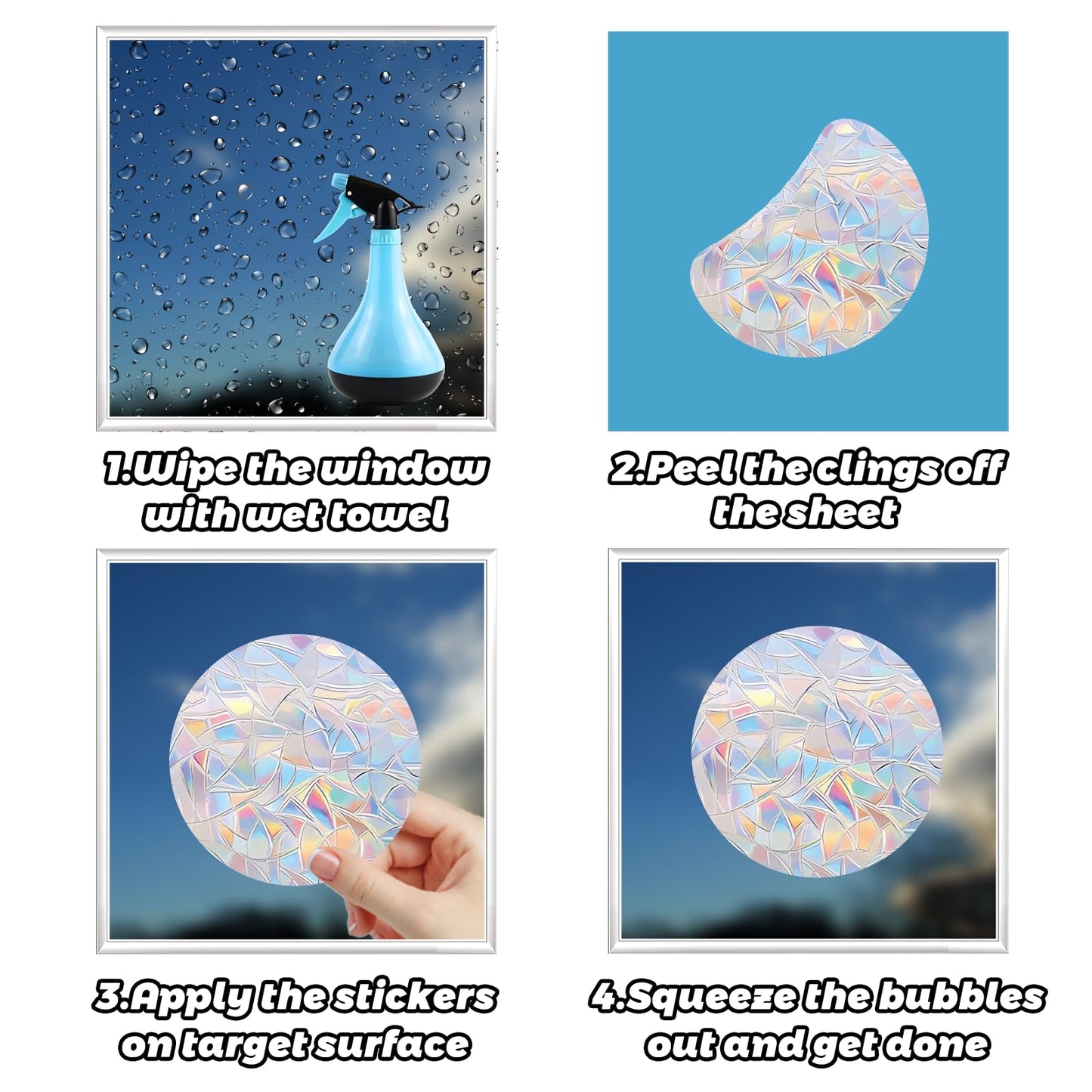 90 Pcs Circle Window Decals to Prevent Bird Strikes - Anti-Collision Window Stickers for Birds, Rainbow Vinyl Suncatcher Stickers, Reusable Static Clings for Bird Window Deterrent, No Glue Needed