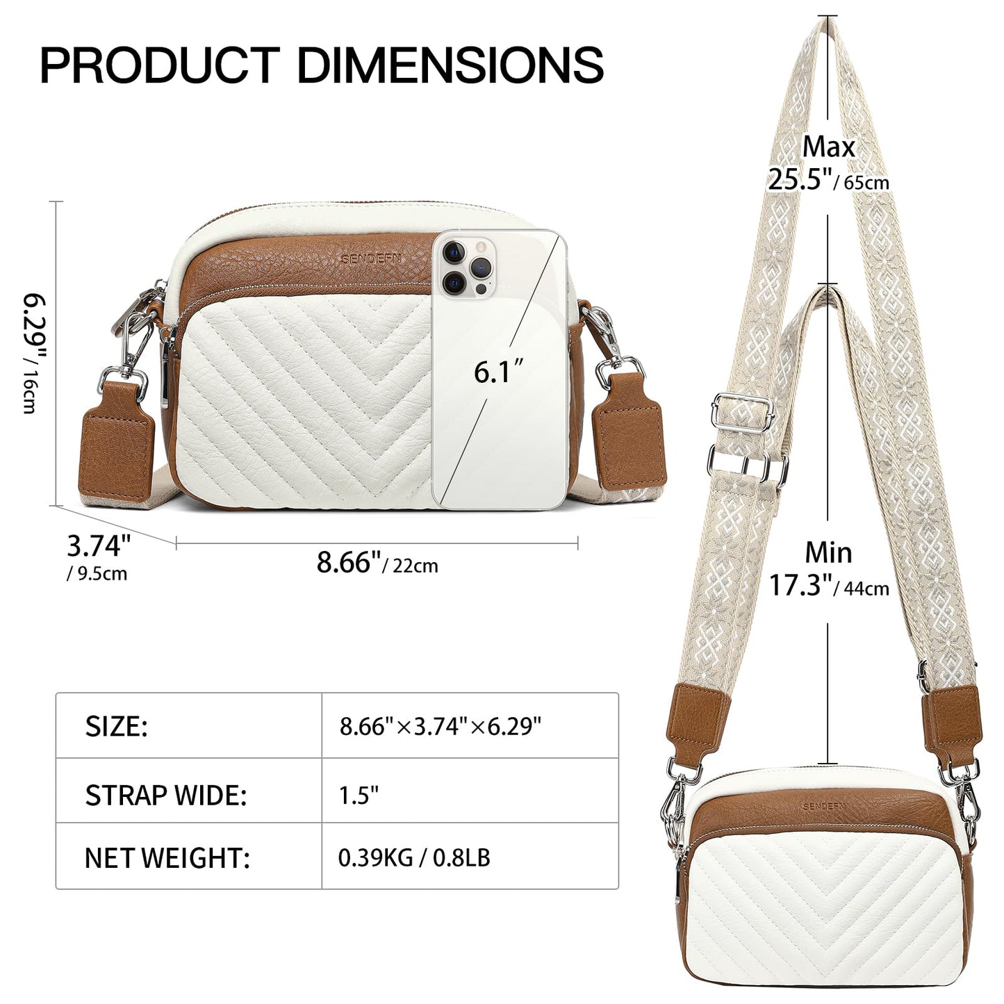 SENDEFN Crossbody Bags for Women Vegan Leather Purses Small Shoulder Handbags with Wide Strap