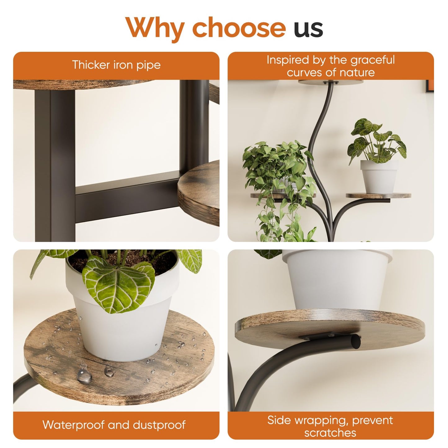 Qmetalart Plant Stand Indoor, 8 Tier Metal Flower Rack with Round Shelves, Modern Display Shelf for Living Room, Balcony, Bedroom – Stable & Space-Saving for Plant Lovers & Home Decor