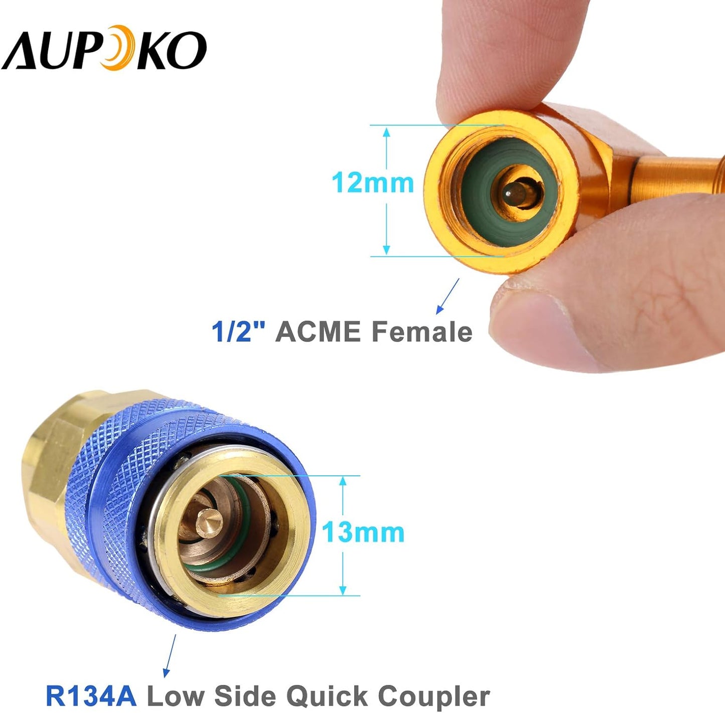 Aupoko R134A Recharge Hose Kit with Gauge, 59'' AC Refrigerant Recharging Hose with 1/2" Female R134A Can Tap Refrigerant Dispenser, R134A Quick Couple, and R410A Straight Swivel Adapter