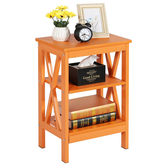 VECELO Nightstands Side/End Table with Storage Shelf Nightstands for Children's Room Living Room Bedroom, Orange