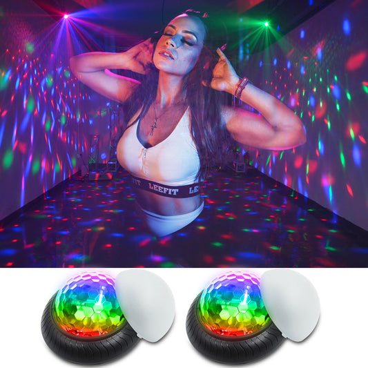 ljnyiwan Rechargeable Mini Disco Ball, Party Lights Dj Disco Lights,Night Light 2-in-1 RGB Strobe Lamp with Sound Activated 7 Colors for Home Room Dance Parties Birthday Decorations (2pcs)