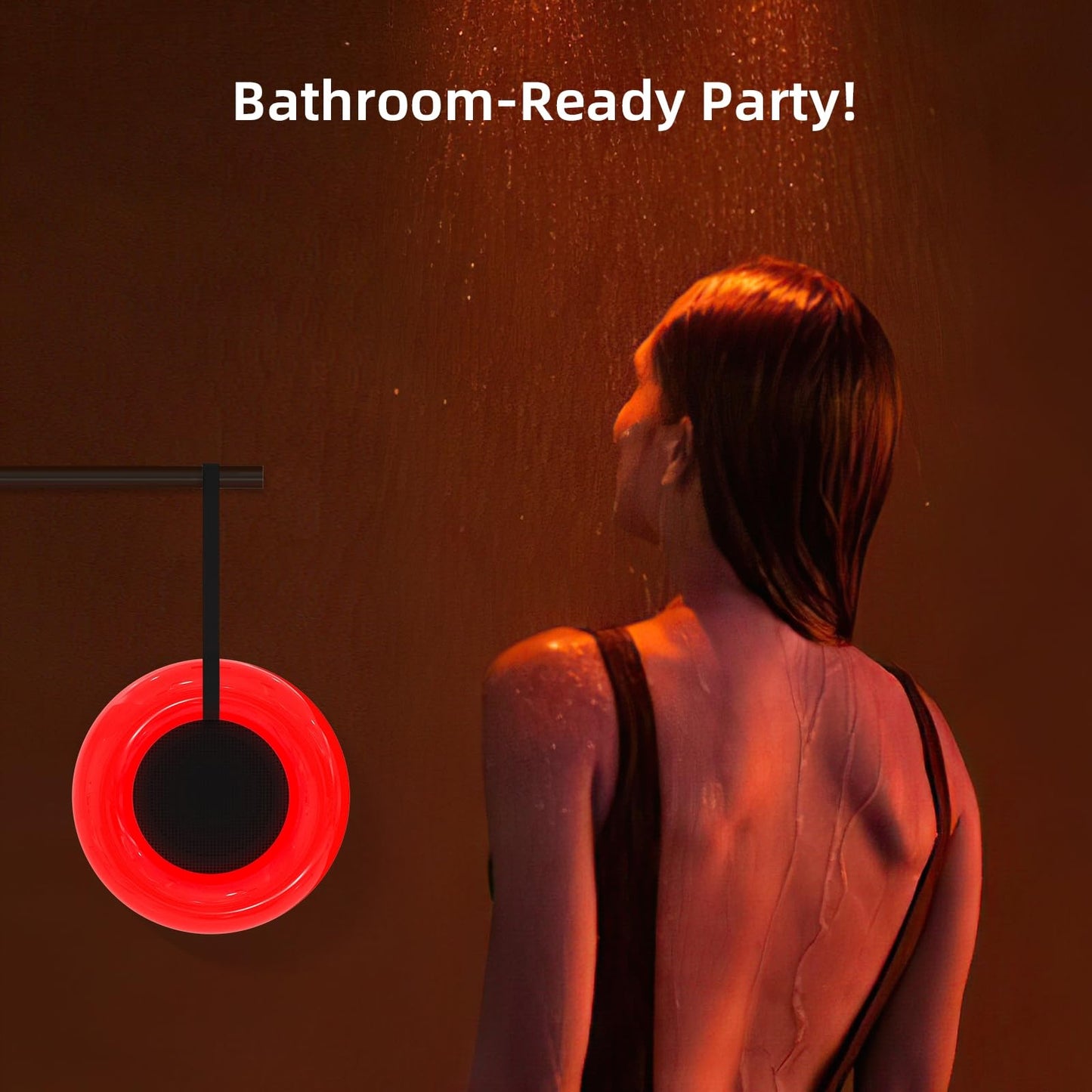 Xinborry IPX7 Waterproof Speaker with Dynamic LED Light,Bluetooth Shower Speaker,Portable Bluetooth Speakers,Floating, True Wireless Stereo for Outdoor/Pool/Beach,BT5.3/TF-Card,Ideal Gifts(Black)