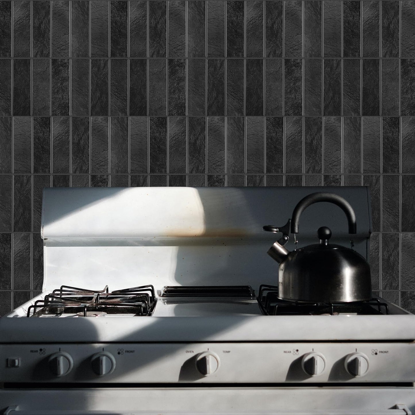 AdoDecor Peel and Stick Tile，New Upgrade Thicker Design Self Adhesive 12" x 12" Large Premium Peel and Stick Backsplash for Kitchen (Dark Grey).