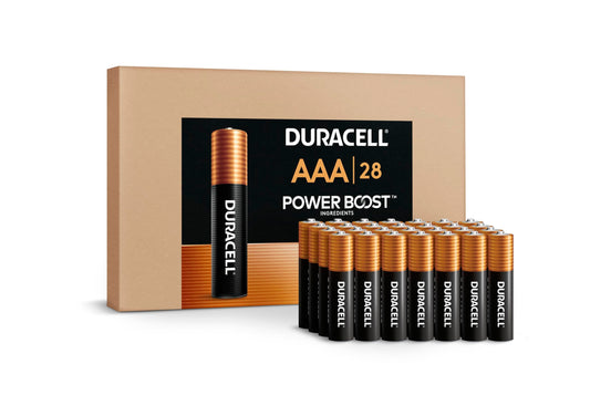 Duracell Coppertop AA Batteries with Power Boost ingredients, 28 Count (Pack of 1). Re-closable pack for quick, easy access and organized storage. Double A Battery with Long-lasting Power
