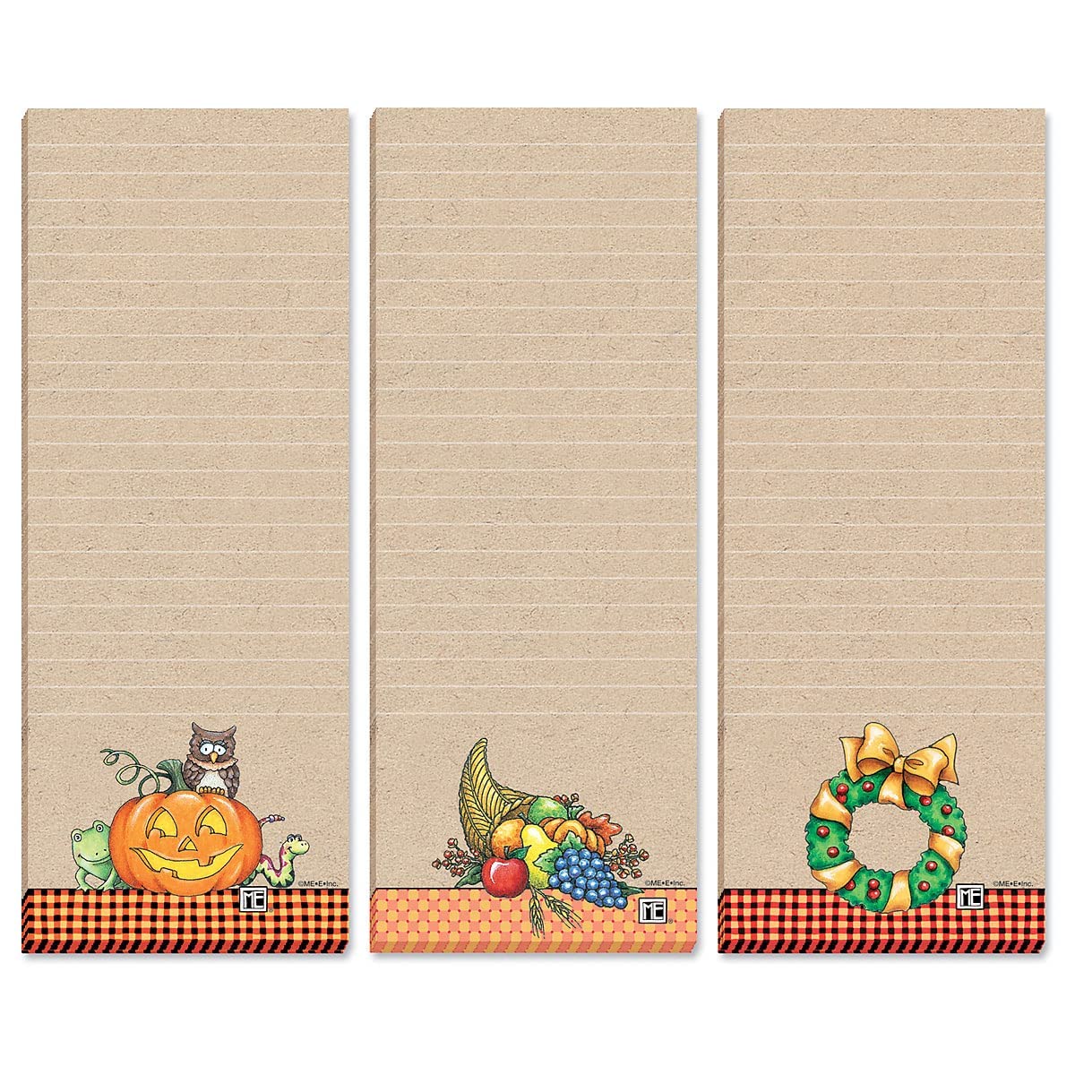 Current Mary Engelbreit Seasonal Characters Magnetic Notepad Set – Set of 12 Mini Memo Pads, 12 Designs, 30-Sheet Pads, 2½ x 6½ Inches, Shopping List, To-Do Notes, Printed in The USA