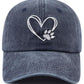 Dog Paw Print with Love Heart Hat for Women Men, Funny Adjustable Cotton Embroidered Dog Lovers Gifts Baseball Cap