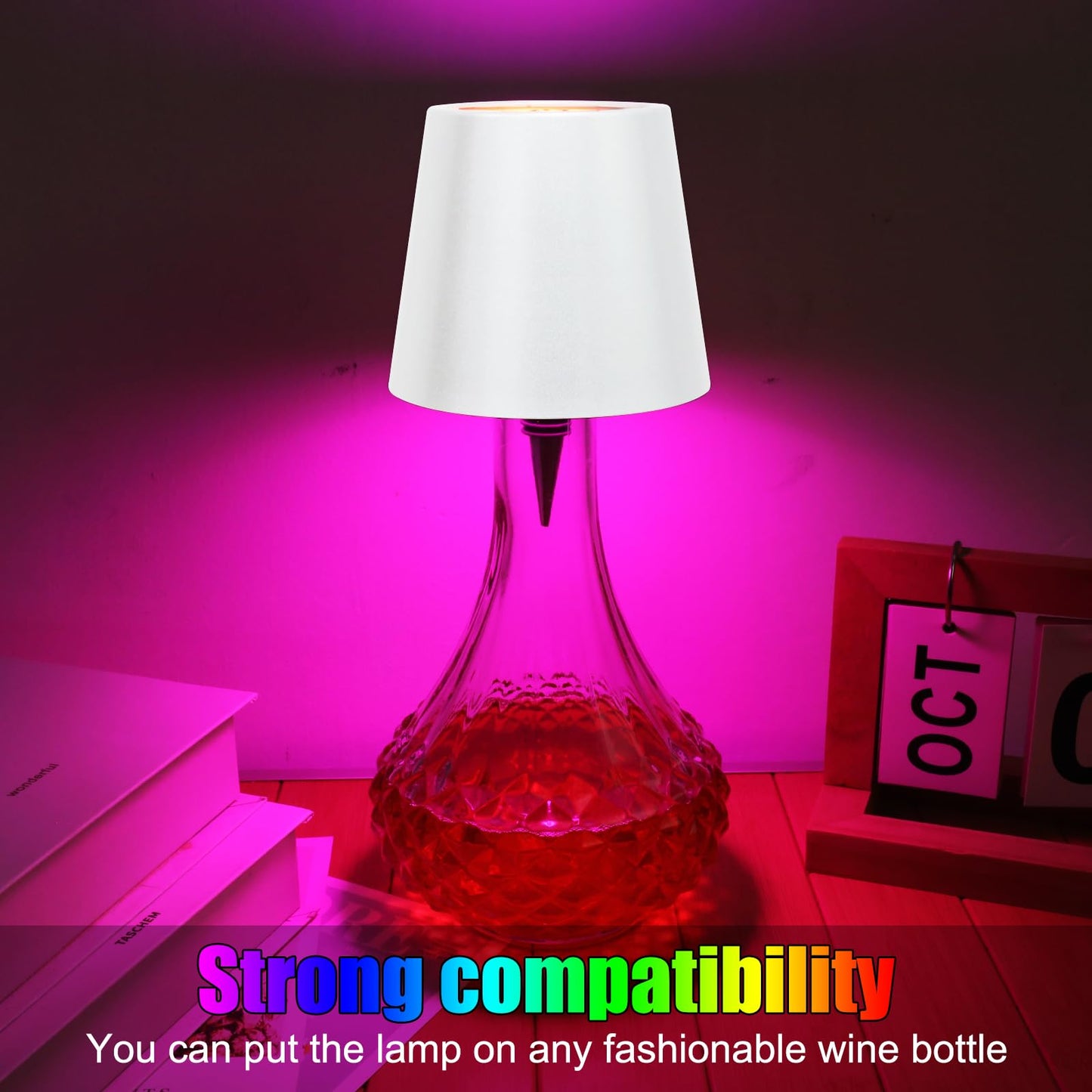 Wireless Bottle Lamp with Remote Control, Rechargeable RGB Wine Bottle with 3Modes Light Dimming, Waterproof Touch Lamp Head for Room, Bar, Restaurant and Party Decorations(RGB White)