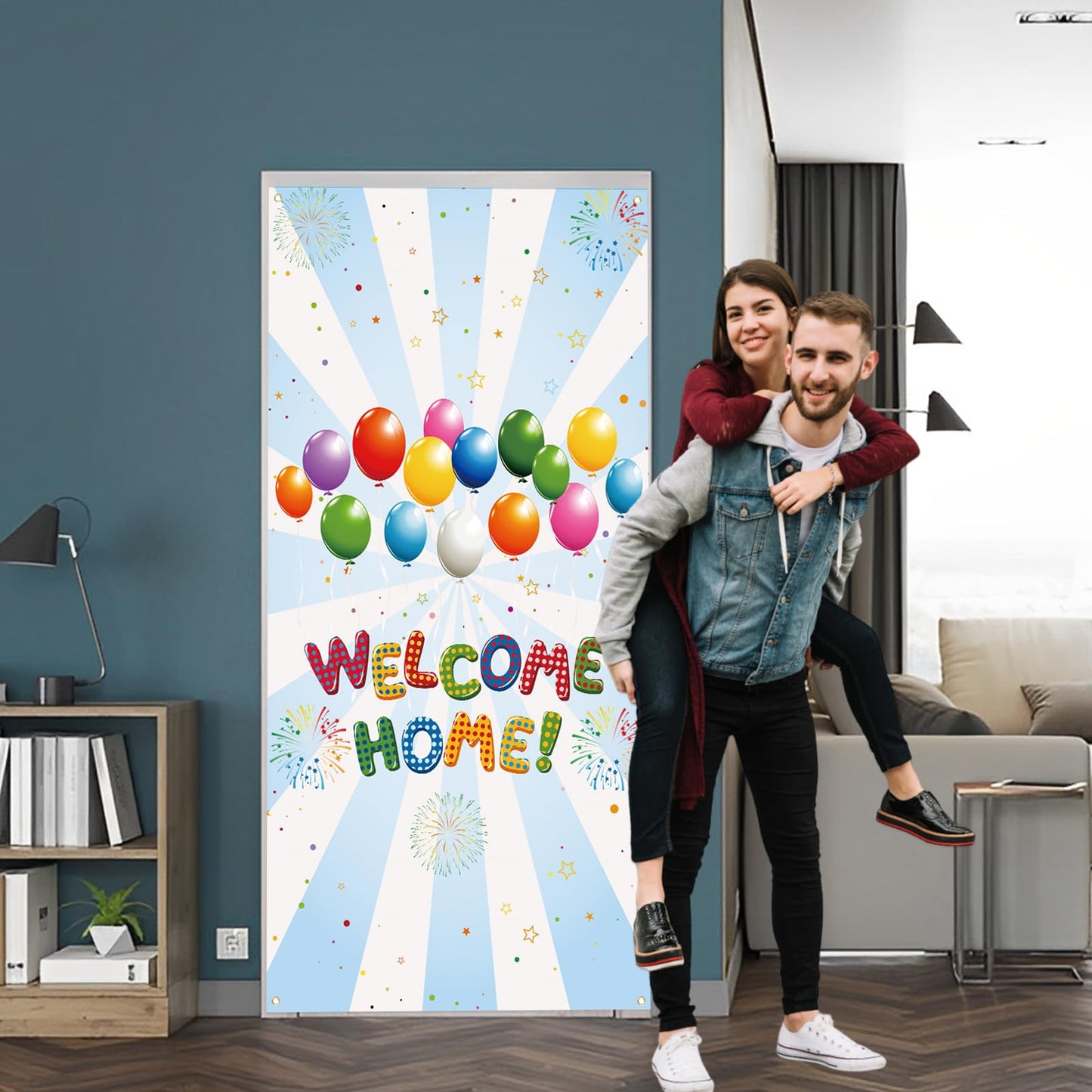 Labakita Welcome Home Door Banner, Welcome Home Door Cover, Housewarming Patriotic Military Decorations, Family Party Supplies, Welcoming Sign Photo Props