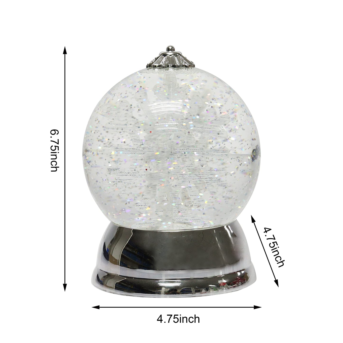 Christmas Decor Lighted Snow Globe with Spinning Snowflake, Battery Operated (not Included) - 6.5" H x 4.5" W x 4.5" D