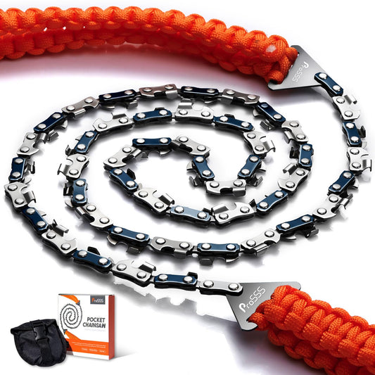36 Inch Pocket Chainsaw, 48 Teeth Camping Chain Saws, 65Mn Steel, Prepper Backpacking For Outdoor
