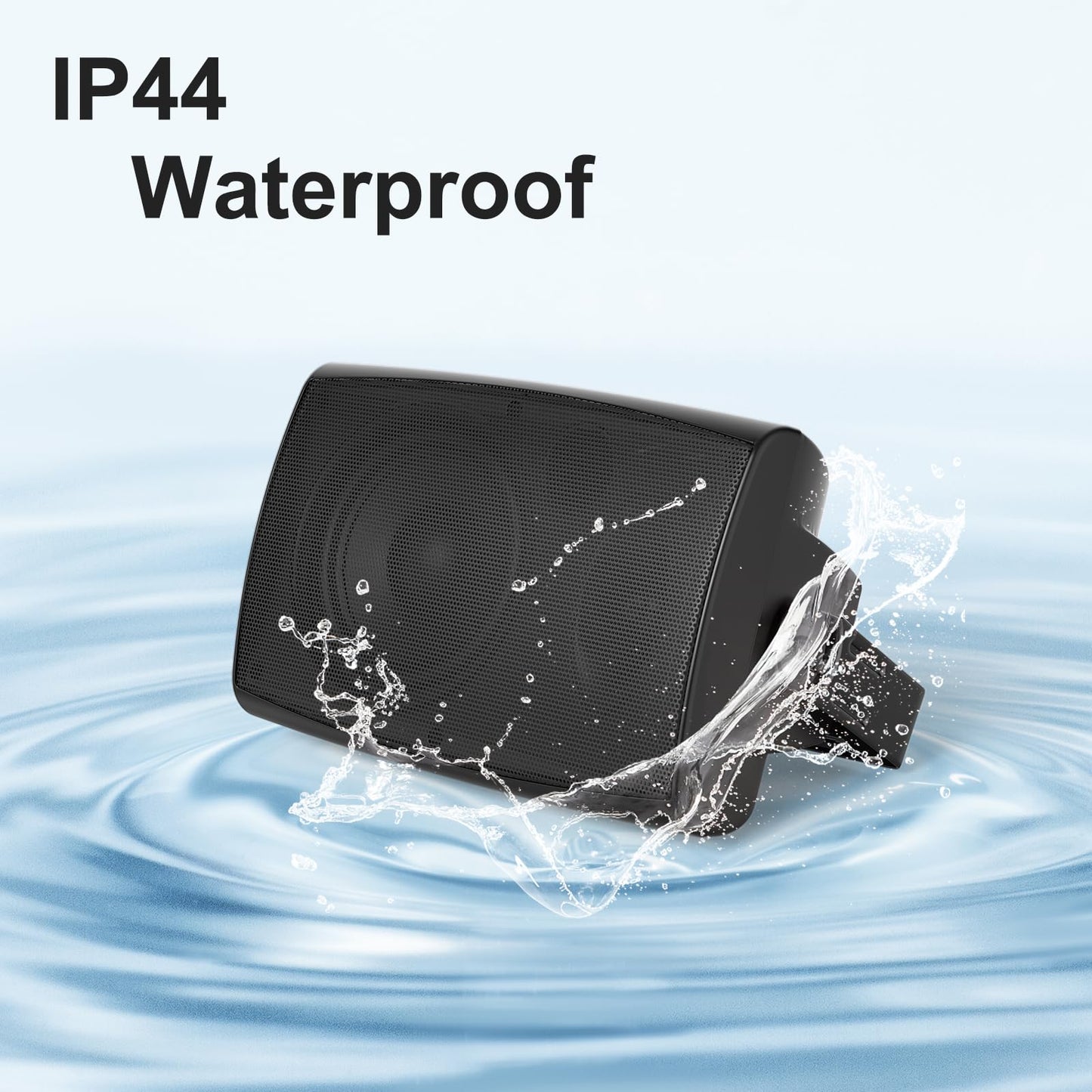 STUDIOFINIX 6.5 Inch Max 800W Outdoor Bluetooth Speakers Waterproof Wired with Multifunctional Amplifier Wall Mount Outdoor Speaker System for Patio Garden Poolside Home(4 Speakers,Black)