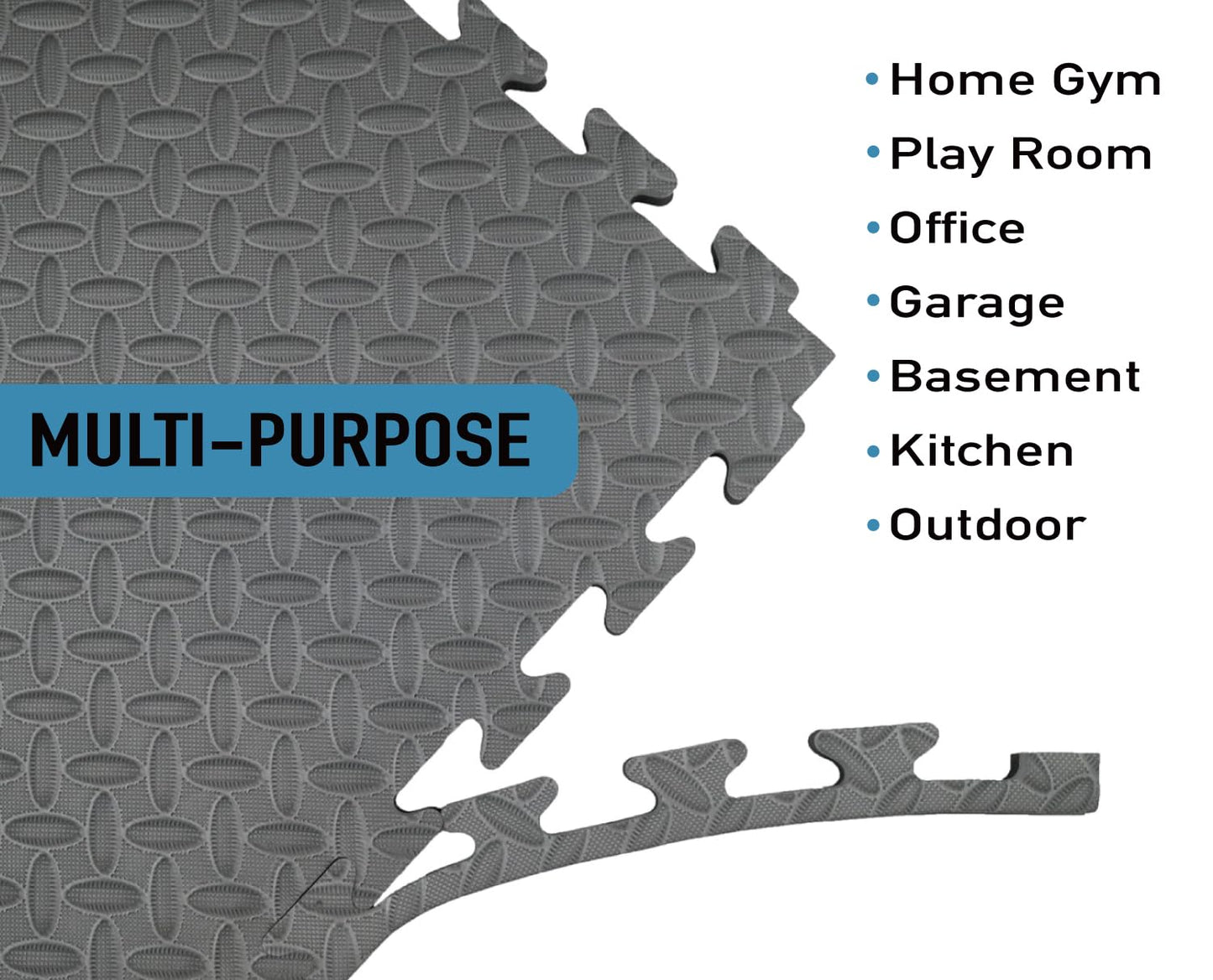 AIRHOP Upgraded 0.79" Extra Thick 48 Sq Ft High-Density Eva Foam Exercise Gym Mats, 12 Pcs Large Interlocking Puzzle Floor Tiles (24"x24") for Home Gym, Black&Gray