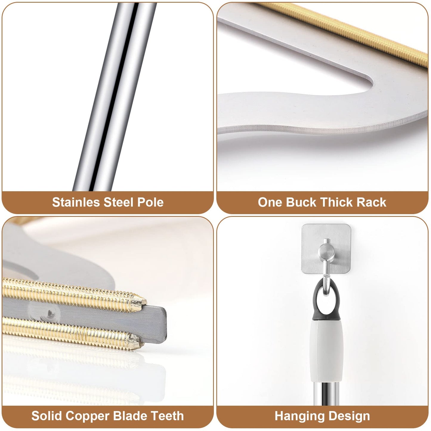 47“ Adjustable Long Handle Carpet Rake Pet Hair Remover, Reusable Large Metal Lint Remover Brush for Embedded Fur Removal from Low Pile Rugs Stairs, Carpet Brush Scraper Dog Cat Hair Remover Broom