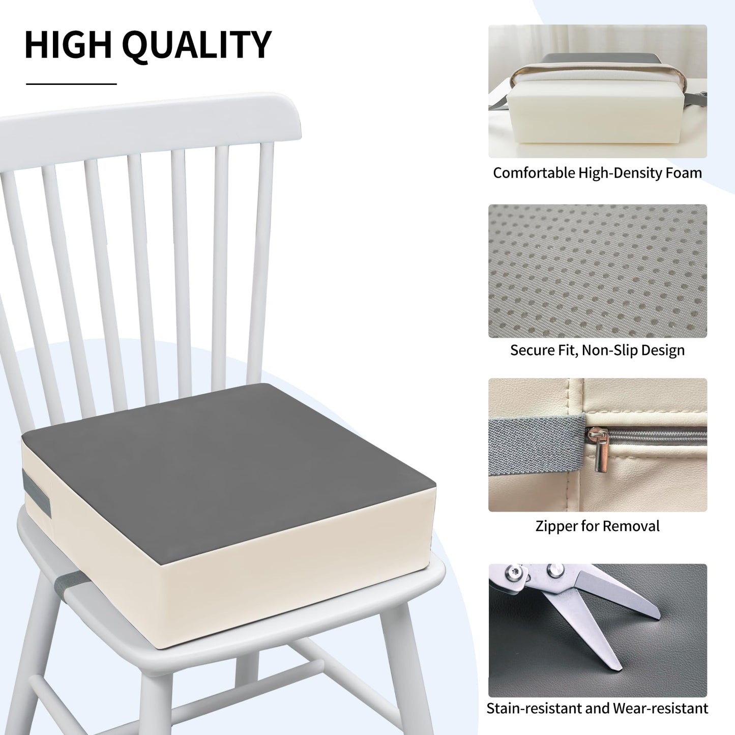 Eiury Toddler Dining Table Booster seat, PU Washable Waterproof Double seat Belt Non-Slip Bottom Booster seat for Dining Toddler, Portable Travel Increase Cushion