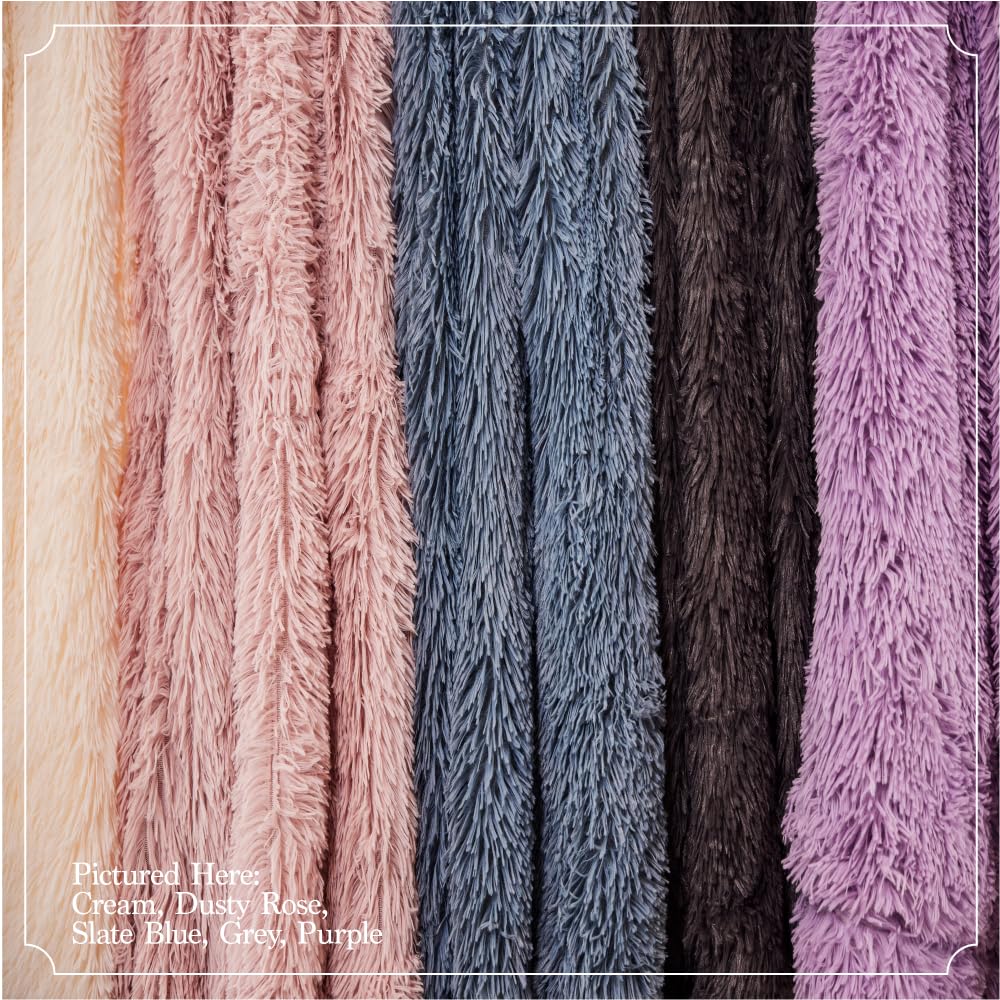 The Connecticut Home Co Throw Blanket Soft Fluffy Room Decor, Cozy Warm Throws for Bed, Couch, Gifts for Women, Bedroom Cute Aesthetic Blankets Shag and Sherpa, 65x50, Dusty Rose