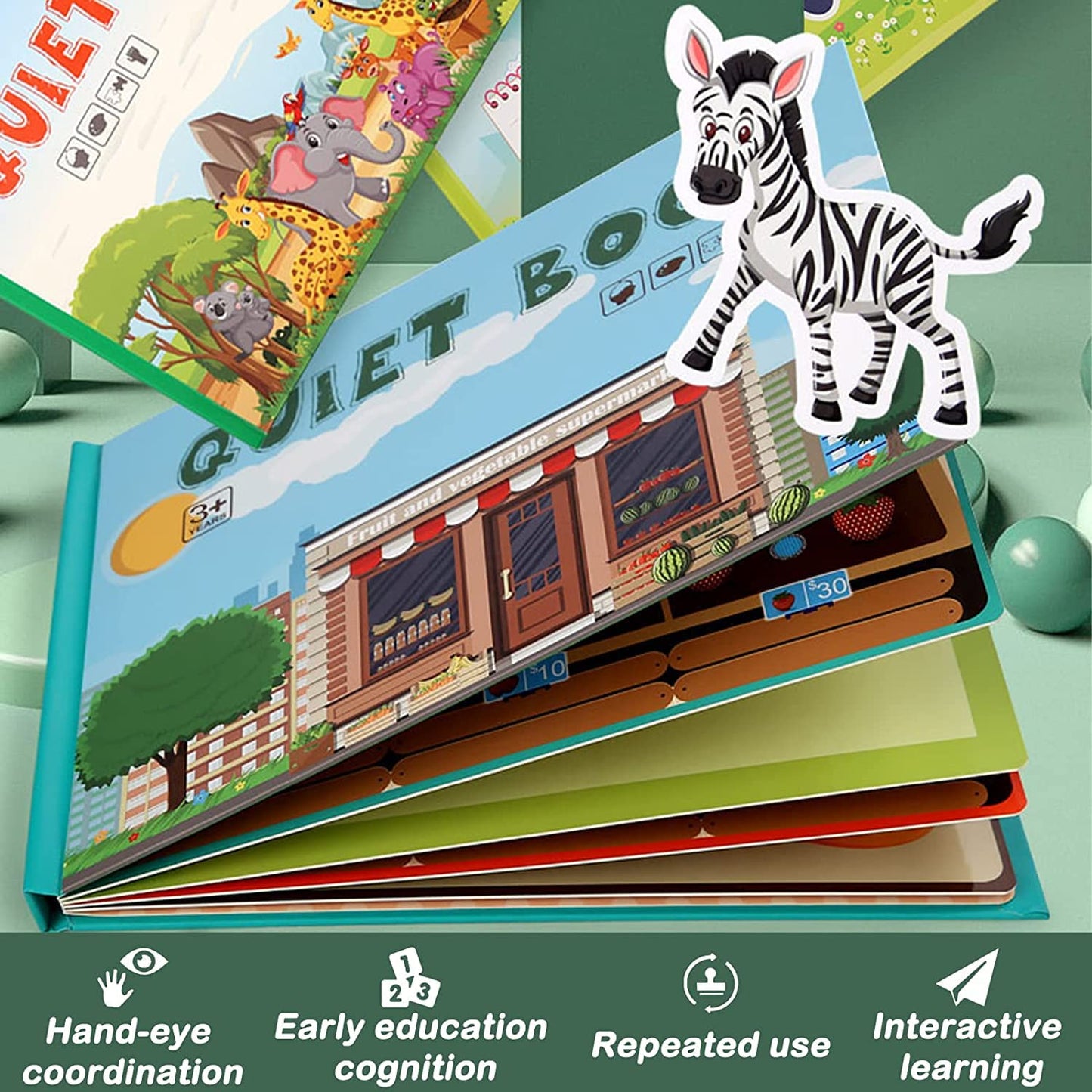 YiYeraio Toddler Busy Book - Montessori Toys Busy Book for Toddlers 3Years+, Montessori Learning Materials Homeschool Preschool Educational Activity Book Toys Birthday Gift Set