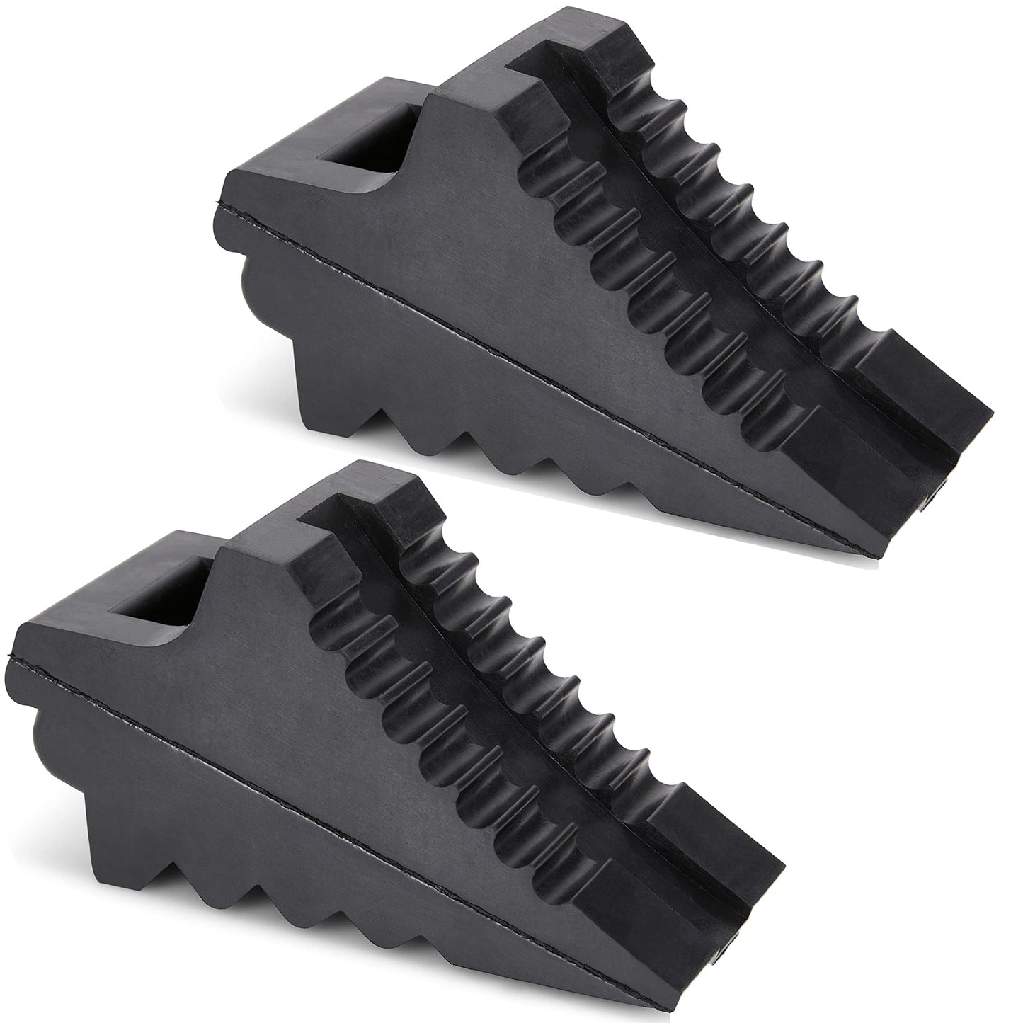 Wheel Chocks for Cars, RVs, Trucks, Trailers, and Vehicles G.V.W. up to 8T, 4 Pack - Anti Slip Bottom Tire Chock for All Weather Use - RV, Travel Trailer, Pop Up Camper Accessory