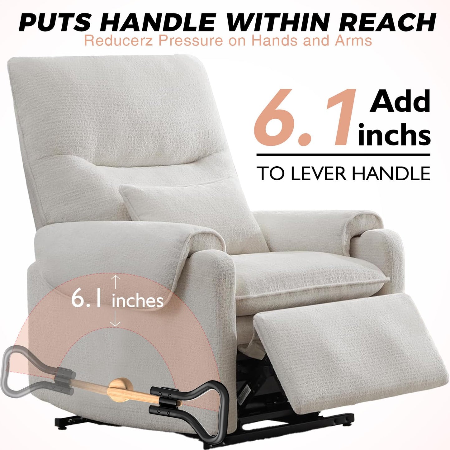 AIYOTAR Recliner Handle Extender, Recliner Lever Extender, Lazy Boy Chair Handle Extender Replacement, Recliner Chair Arm Extension for Elderly Operate Recliner Chair Handle Lever&Lift Footrest Easier