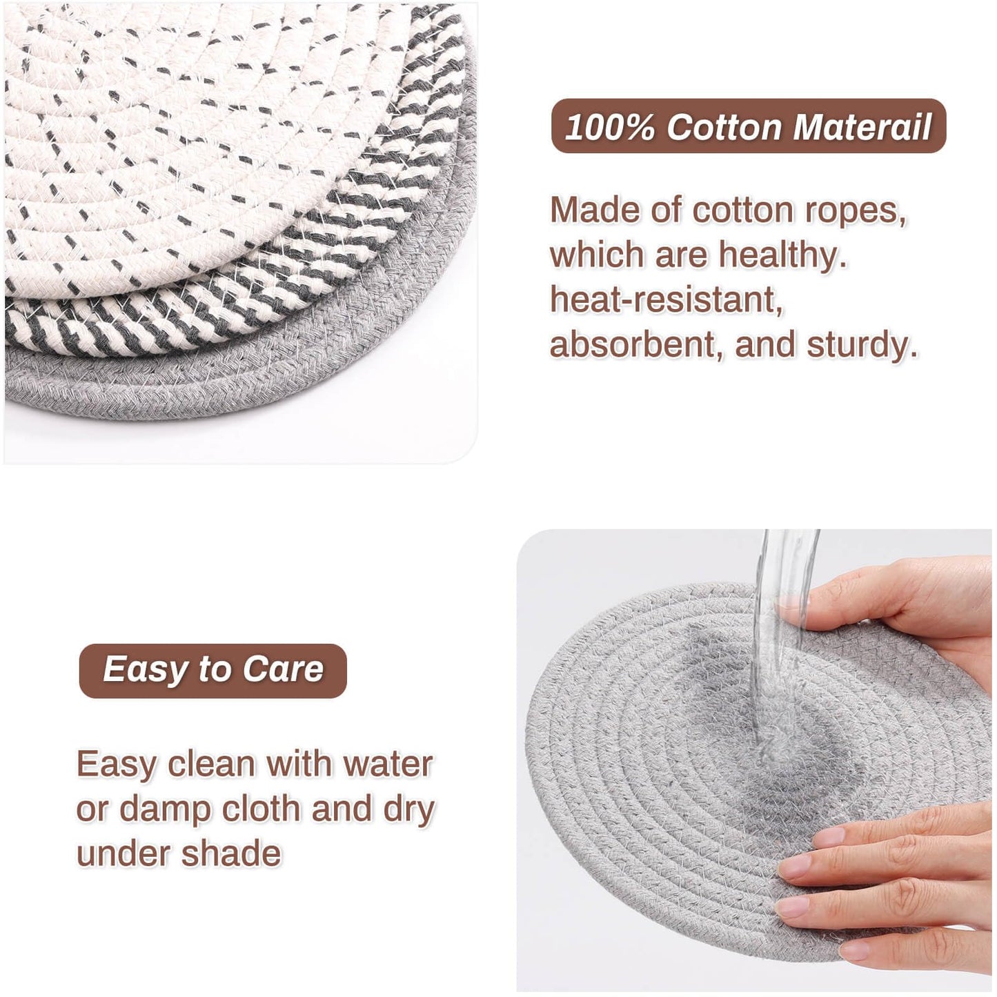 Billbotk 8'' Trivets Hot Dishes, Hot pots and Pans, 6 Heat Resistant Hot Pads, Pot Holders Kitchen, Hot Plate Mats Kitchen Countertops, Table, Home Essentials New Home and Farmhouse Decor