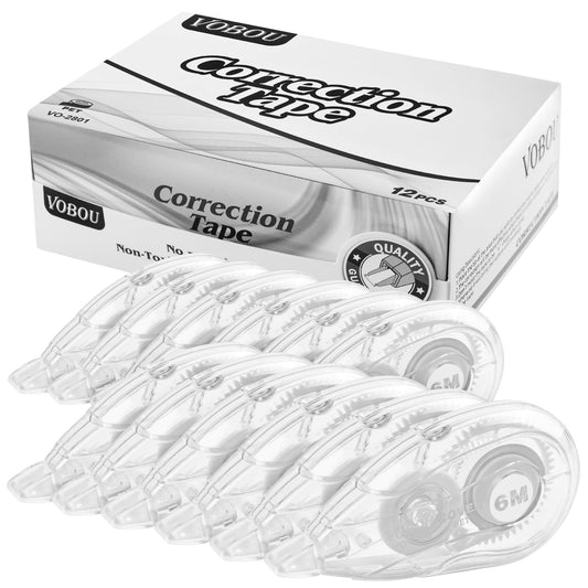 White Correction Tape, Easy To Use Applicator for Instant Corrections Wrong Writing At Any Time, For school, Office (Red and Blue, 12pack, 6M/256" x 0.2")