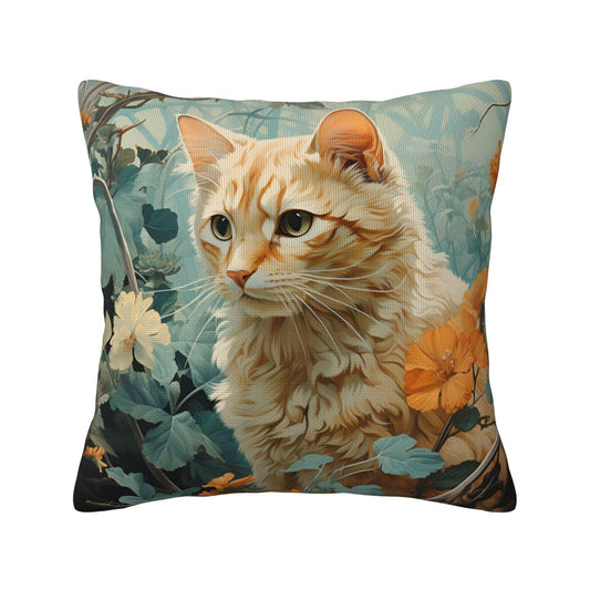Yansipor Cat Paint 18x18 Pillow Cover, Healthy & Breathable Cotton Linen Throw Pillow Case, Decorative Cushion Cover for Couch, Sofa, Or Bed - Eco-Friendly, Soft, and Durable for Home Décor