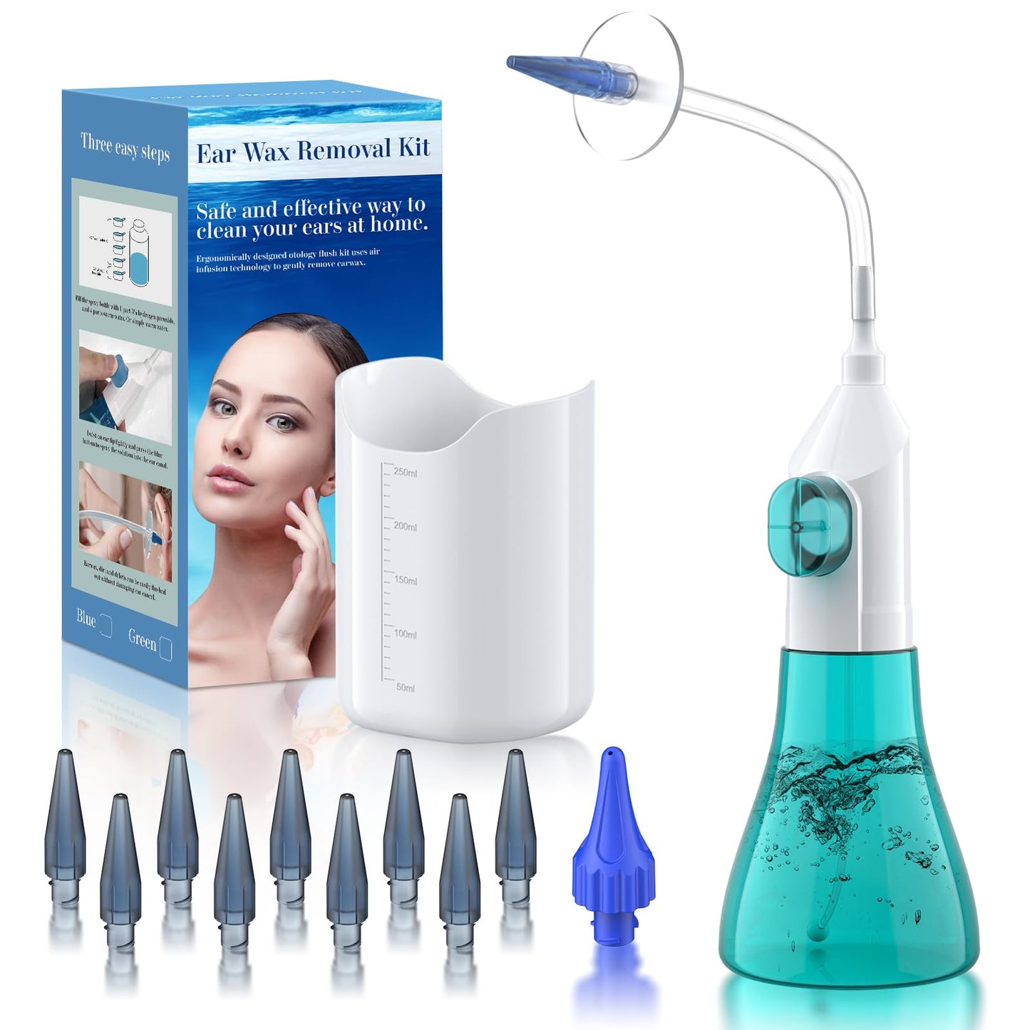 Ear Wax Removal, Ear Cleaner, Ear Cleaning Kit, FSA HSA Eligible, Manual Ear Irrigation Flushing System, Ear Wax Removal Kit, Safe and Effective to Clean Ear Built Up Wax