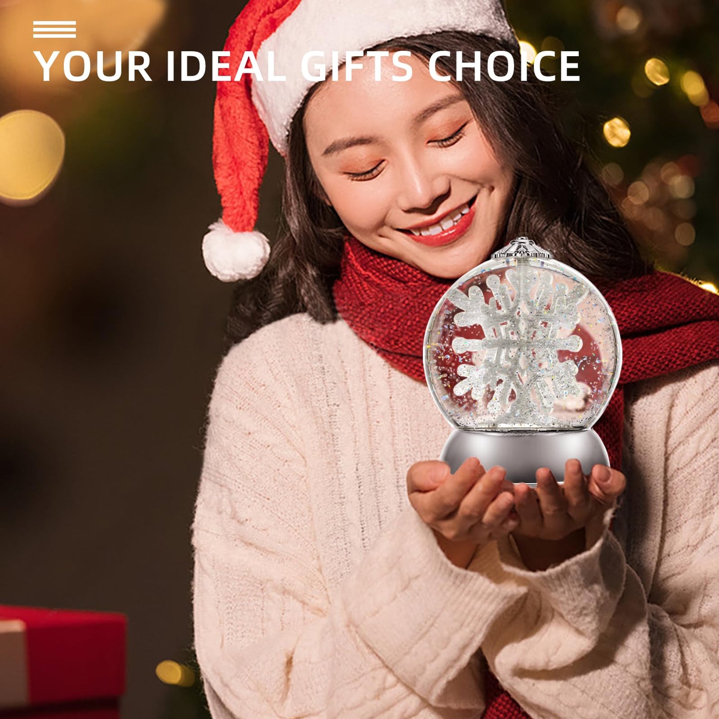 Snow Globe，6.5" Christmas Snow Globes, with Swirling Glitter, Battery Operated, Spinning Water Glitters, 2025 Tabletop Figurine for Adults Unique, Kids, Women, Girls, Christmas Decorations Indoor