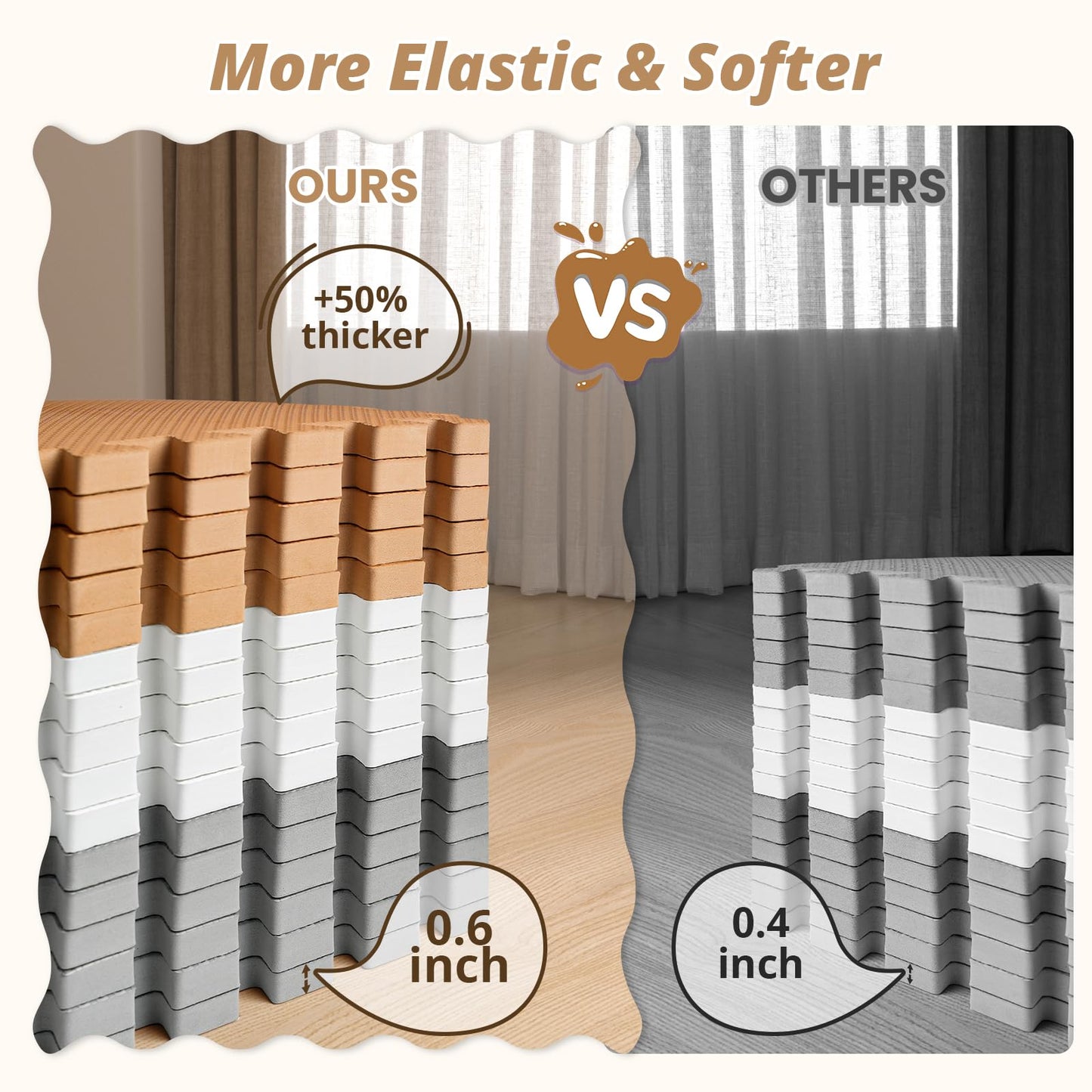 16 Tiles Baby Play Mat for Floor, EVA Foam Baby Floor Play Mat with 0.6 Inch Thick Interlocking Foam Tiles, Foam Floor Tiles for Baby, Toddlers and Kids