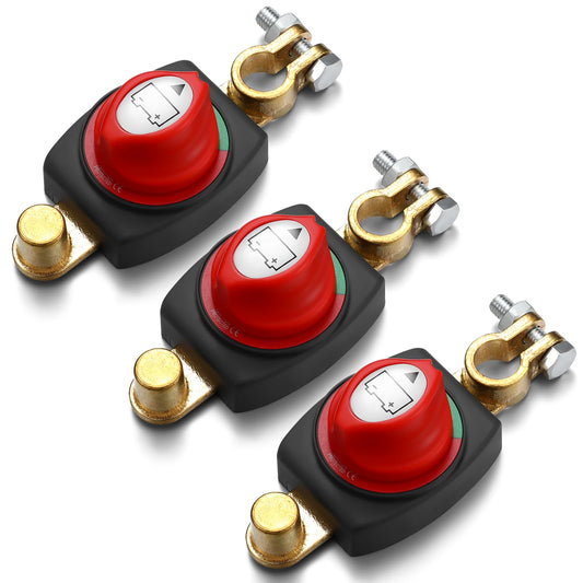 2 Pcs Battery Disconnect Switch Top Post On/Off 12-48v Battery Cut Off Switch Master Heavy-Duty for RV Car Boat (On-Off-Side Post)