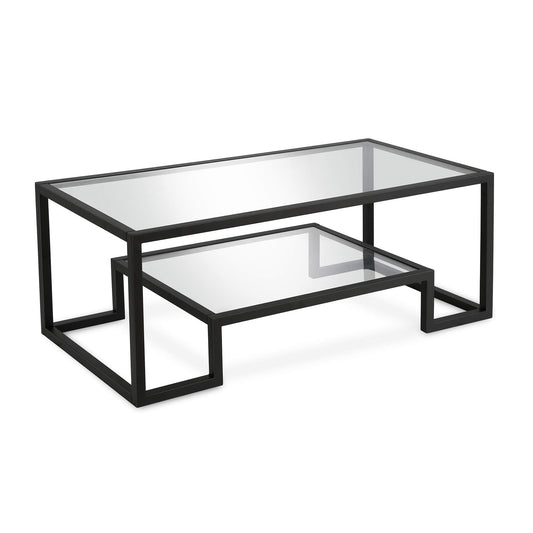 Henn&Hart 45" Wide Rectangular Coffee Table in Blackened Bronze, Modern coffee tables for living room, studio apartment essentials