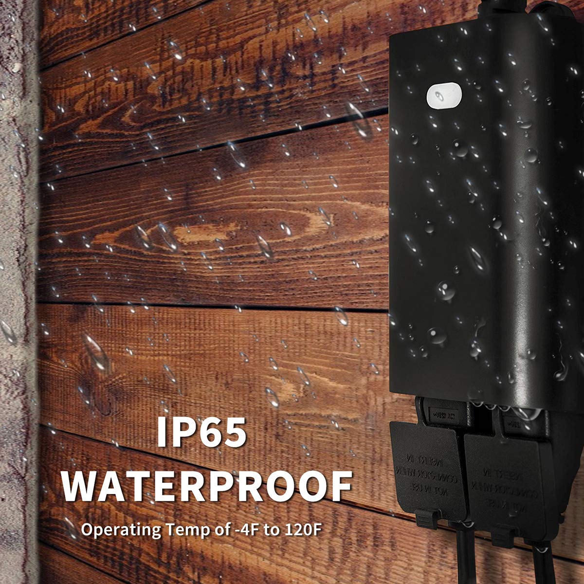 Outdoor Smart Dimmer Plug WiFi Light Outlet Compatible with Alexa and Google Home, Max 15 Amp, IP65 Waterproof for Dimmable Lights (WF96D)