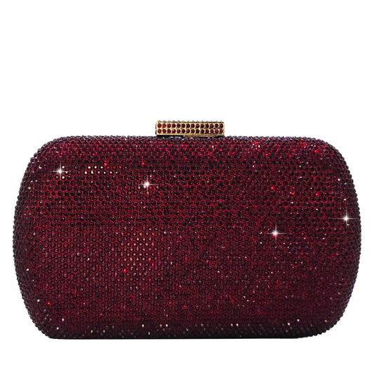 Boutique De FGG Rhinestone Clutch Purse Evening Bags and Clutches for Women Formal Crystal Clutch Bag Wedding Handbags,Mini,Burgundy