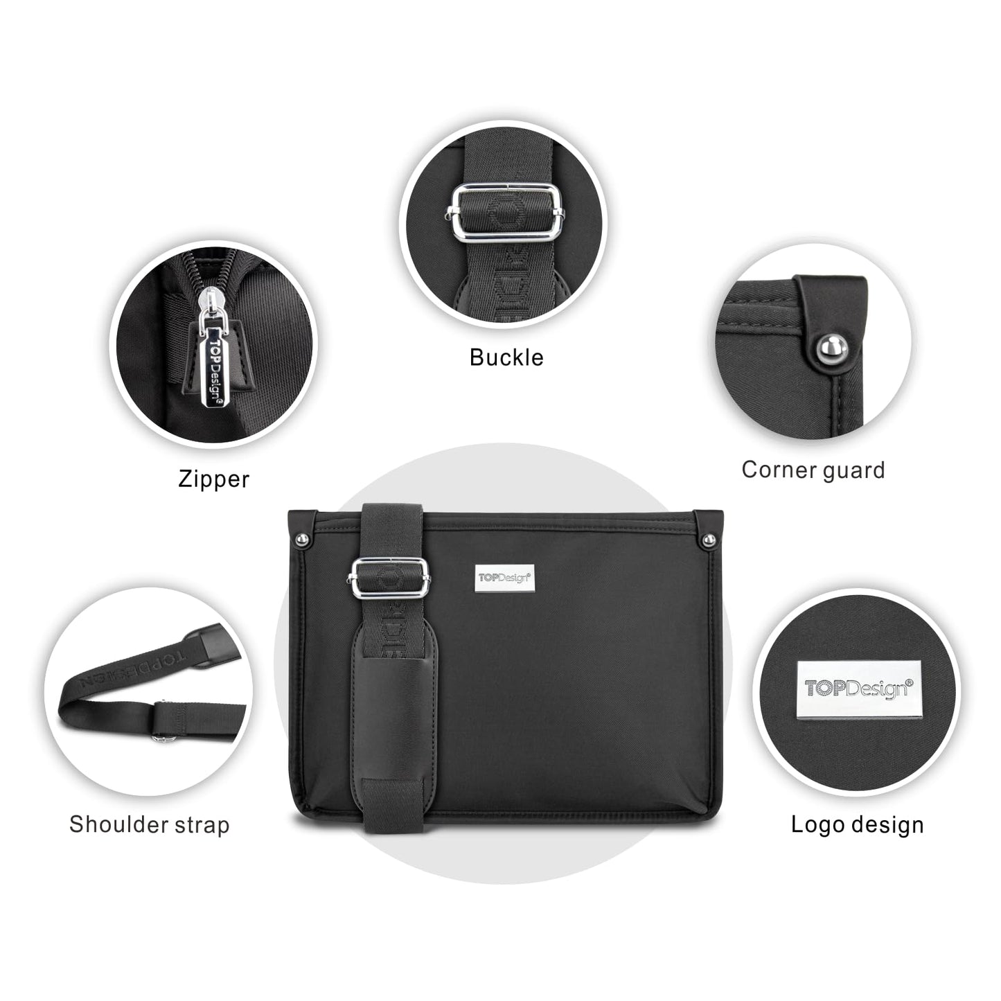 TOPDesign Lightweight Women Crossbody Bag, Shoulder Purse with Multiple Pockets, Triple Zip Handbag with Adjustable Shoulder Strap, Red